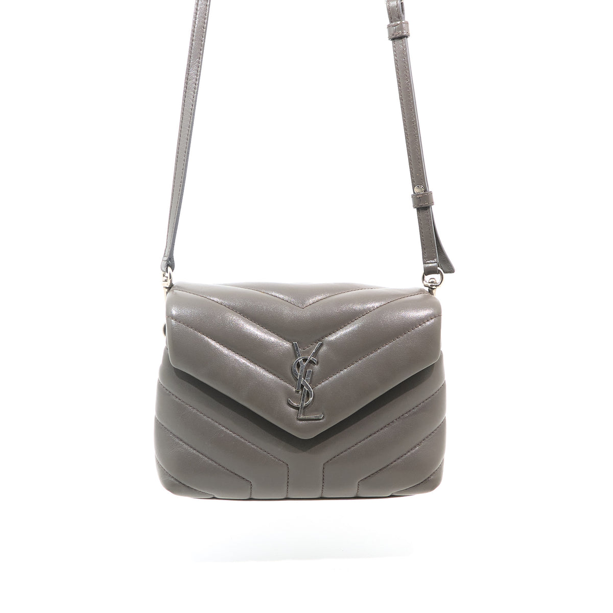 Saint Laurent Toy Lou Lou Grey Leather Crossbody Bag