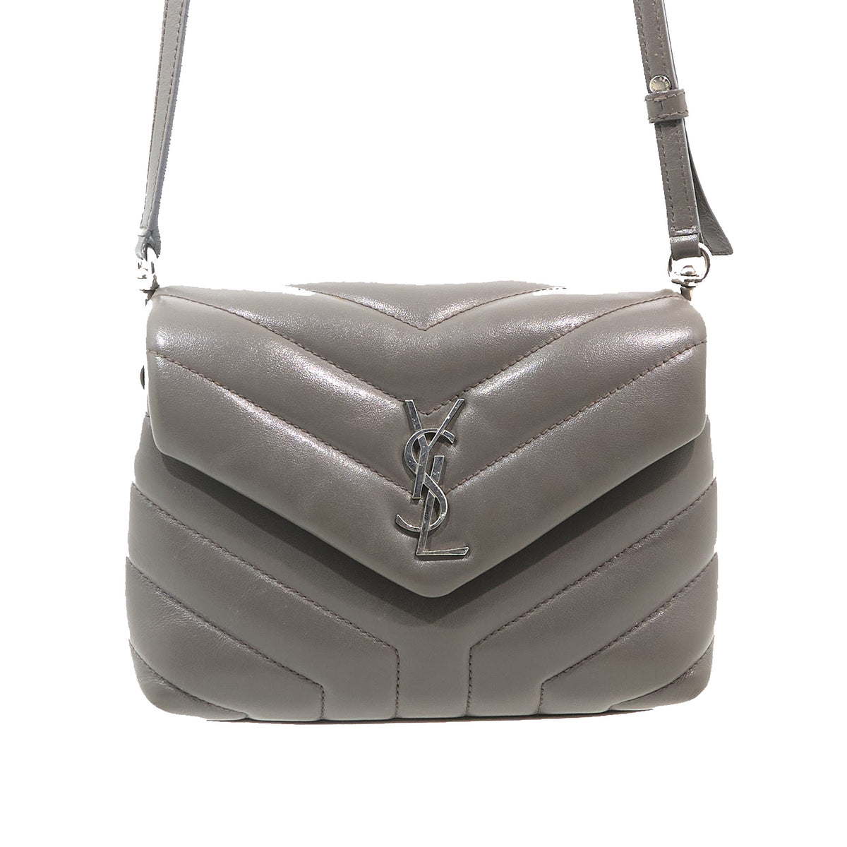 Saint Laurent Toy Lou Lou Grey Leather Crossbody Bag