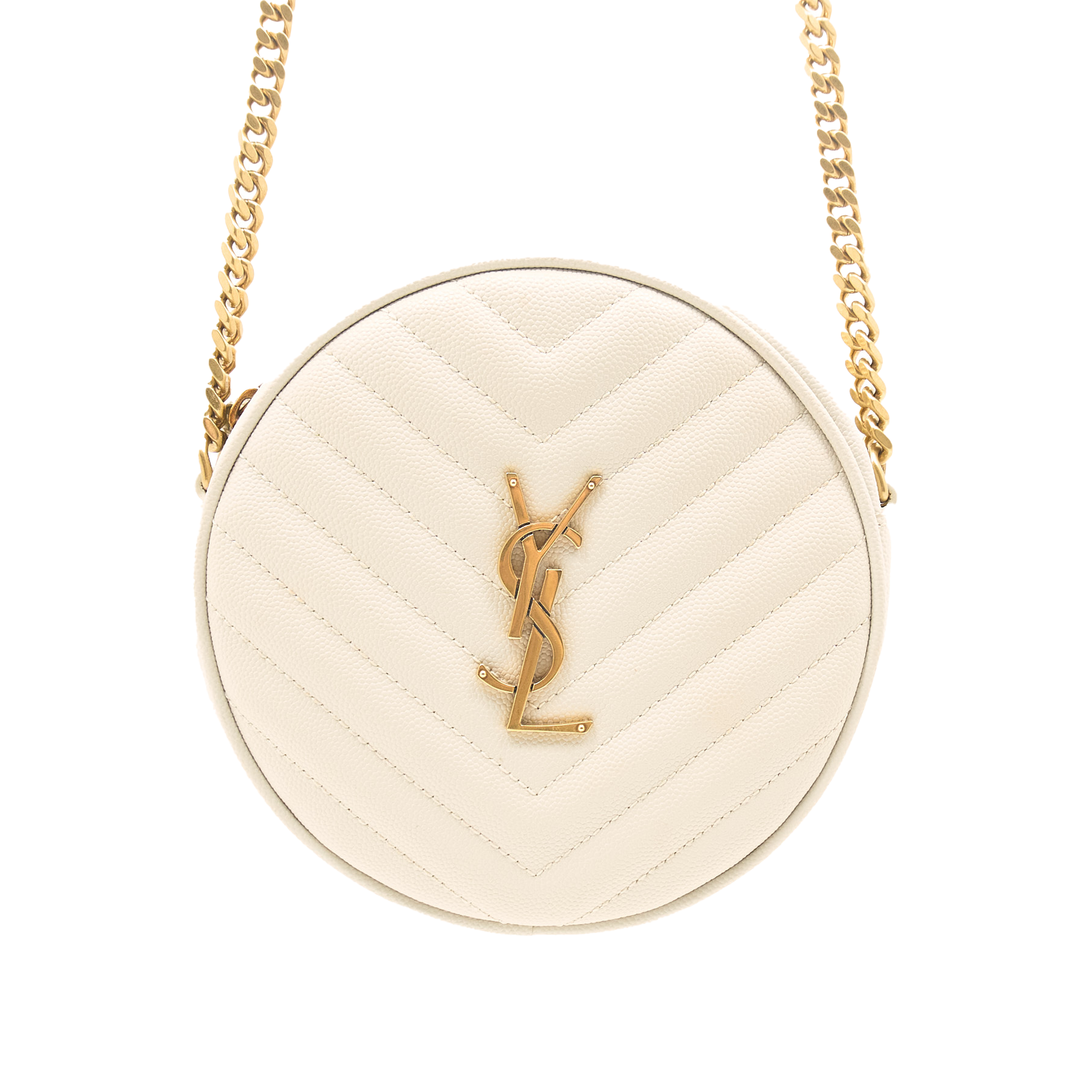 Saint Laurent Vinyle Round Blanc Bag