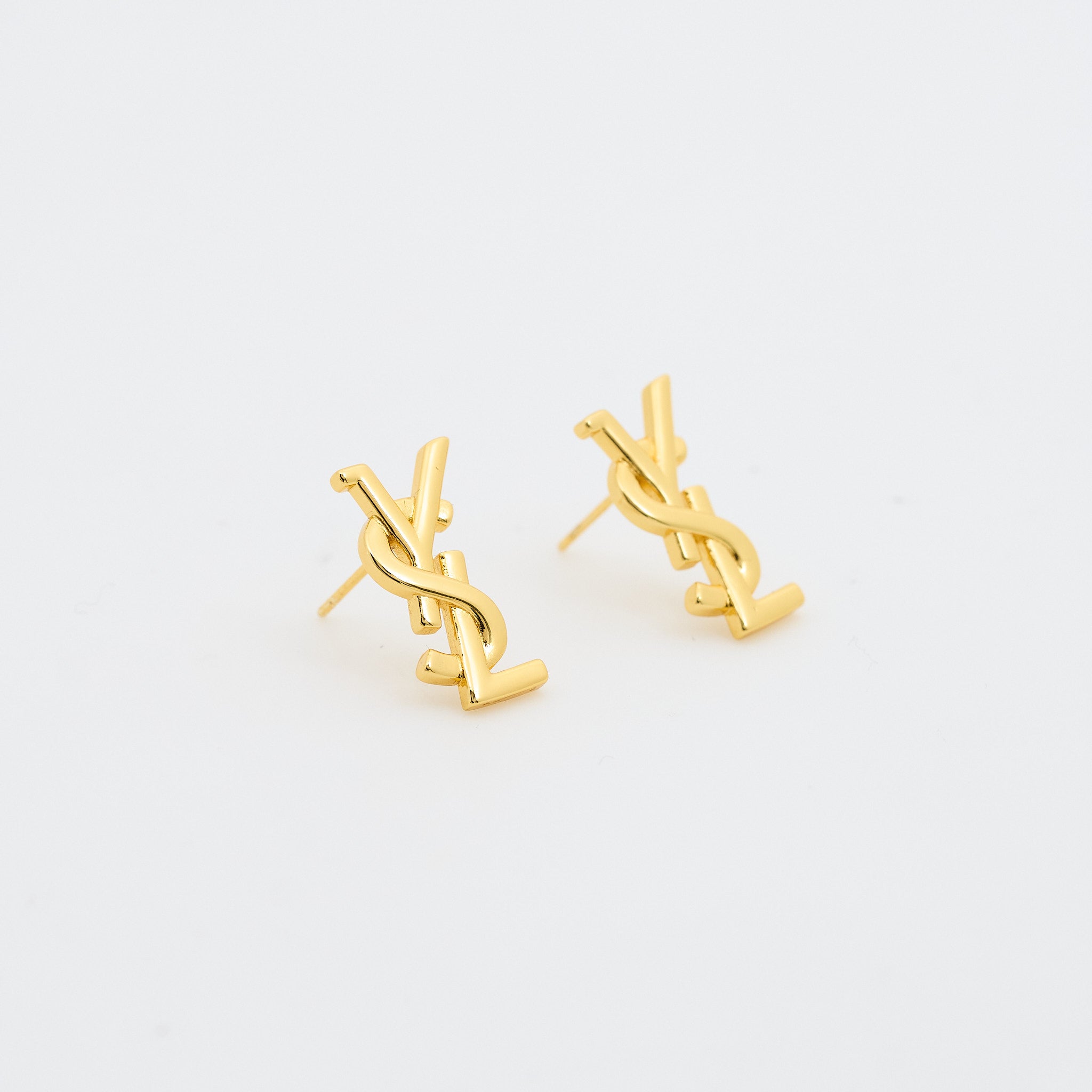 Saint Laurent YSL Gold Stud Earrings