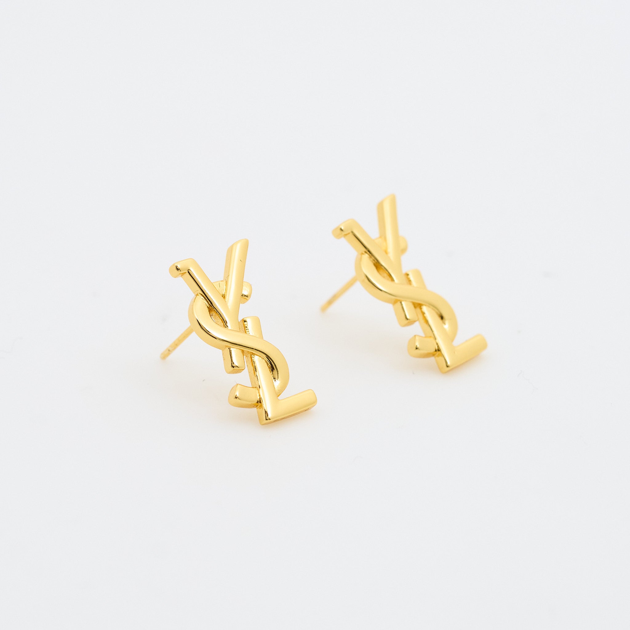 Saint Laurent YSL Gold Stud Earrings