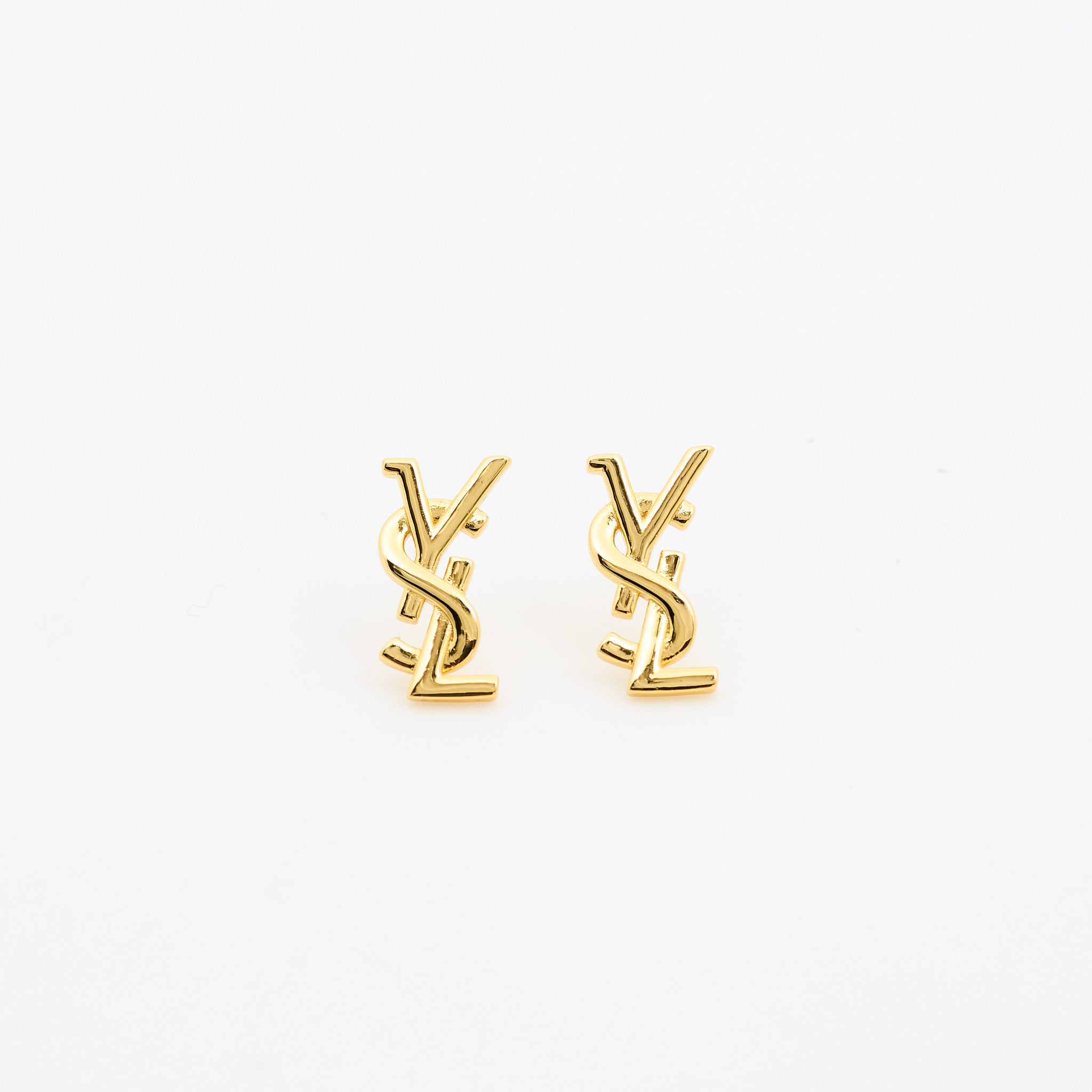 Saint Laurent YSL Gold Stud Earrings