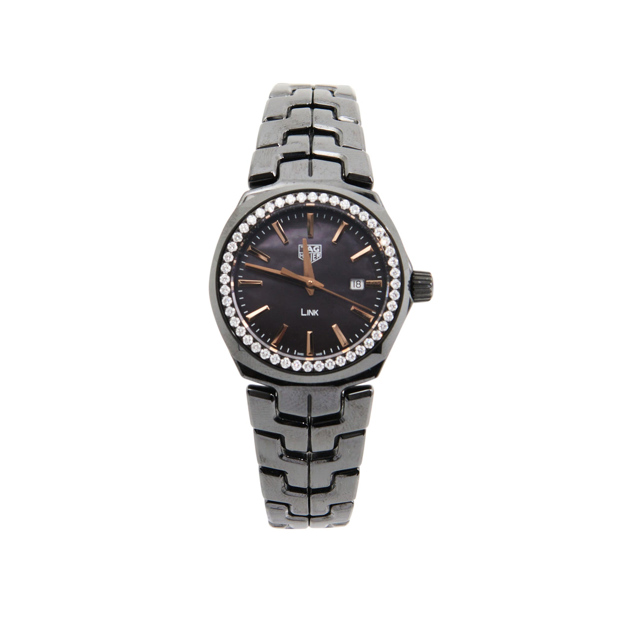 Tag Heuer Ceramic Link Lady Diamonds Black Face