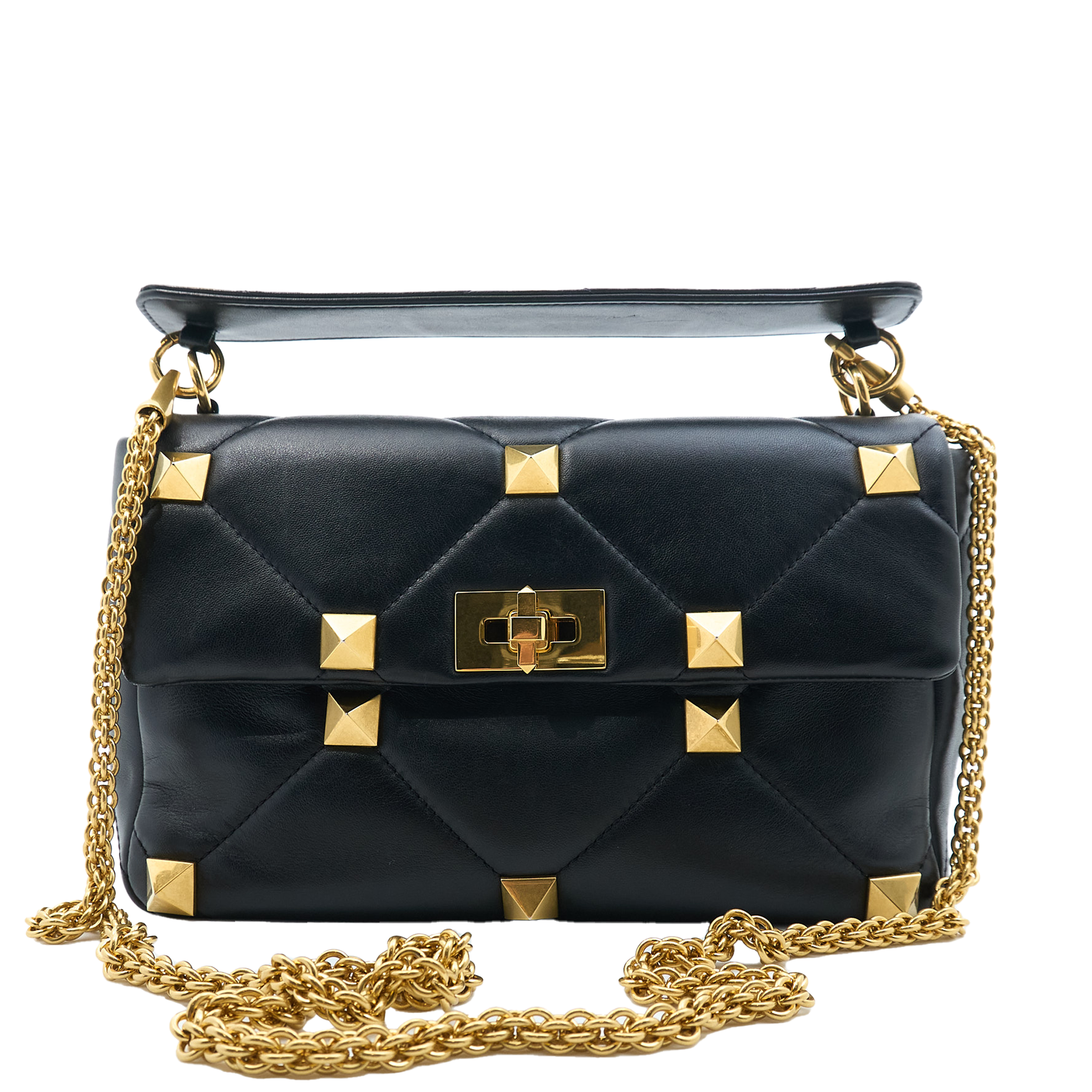 Valentino Leather Roman Stud Shoulder Bag