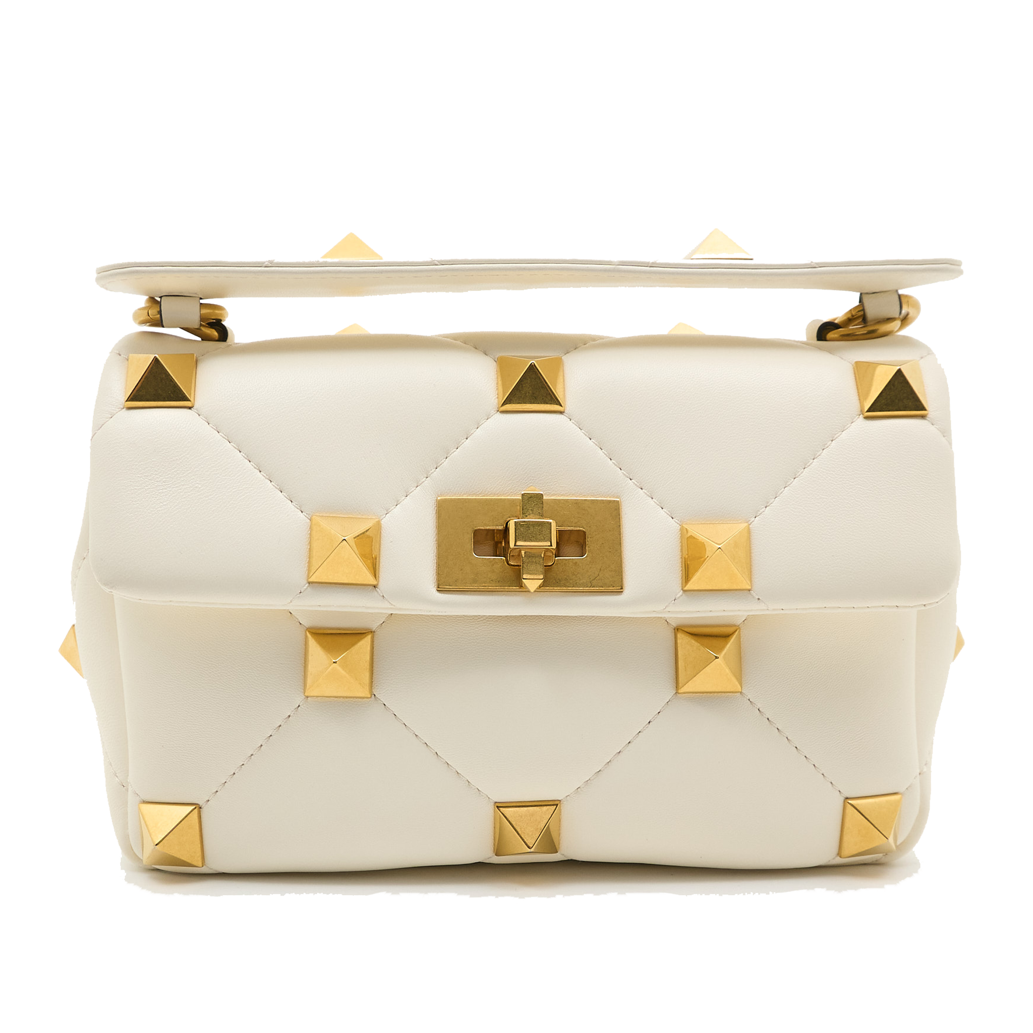 Valentino Garavani Roman Rockstud Bag in White Nappa Leather