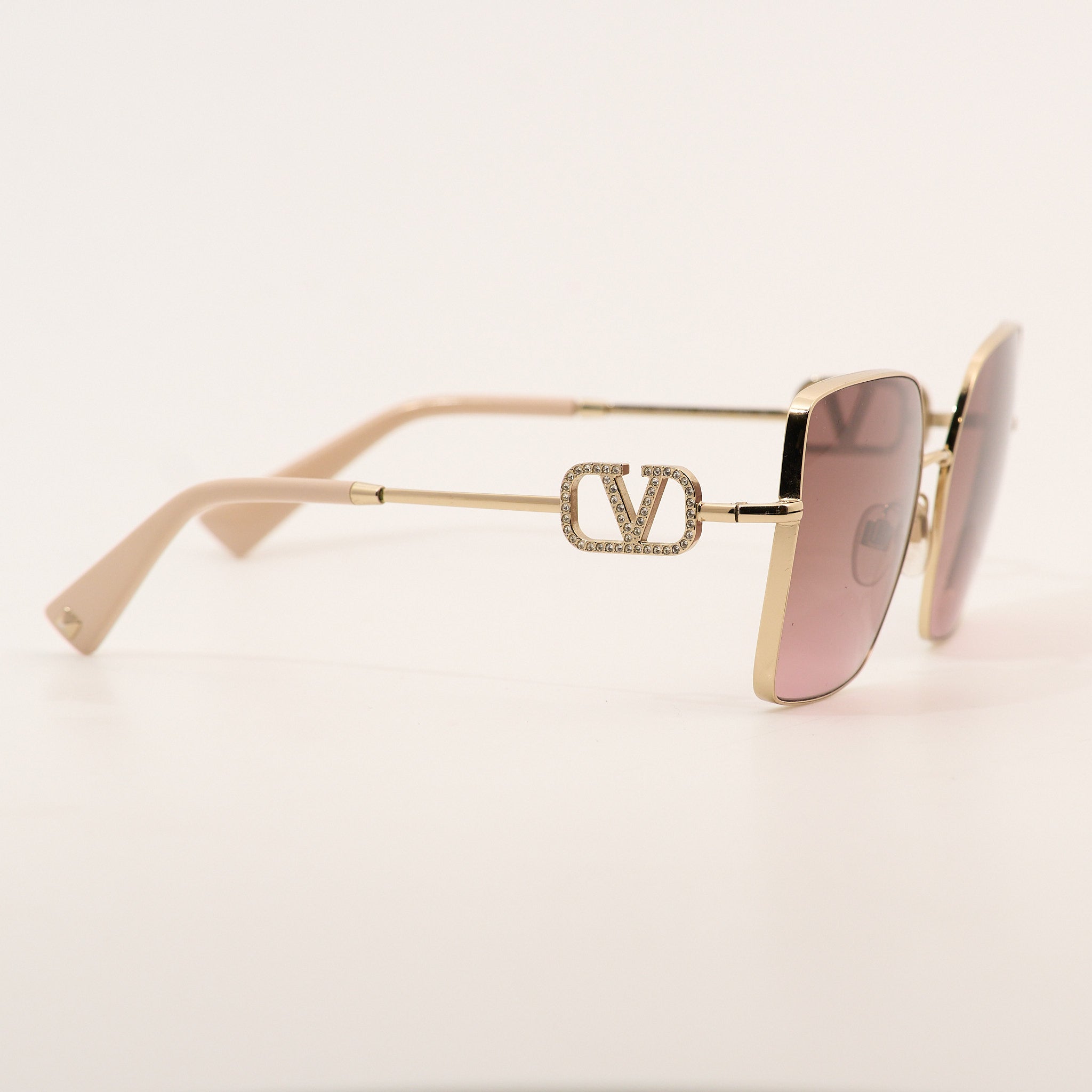 Valentino Rose Lens Gold Square Sunglasses