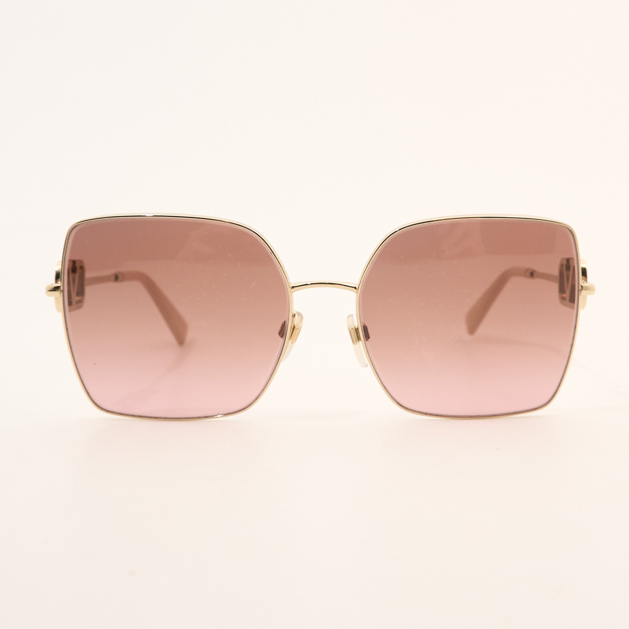 Valentino Rose Lens Gold Square Sunglasses