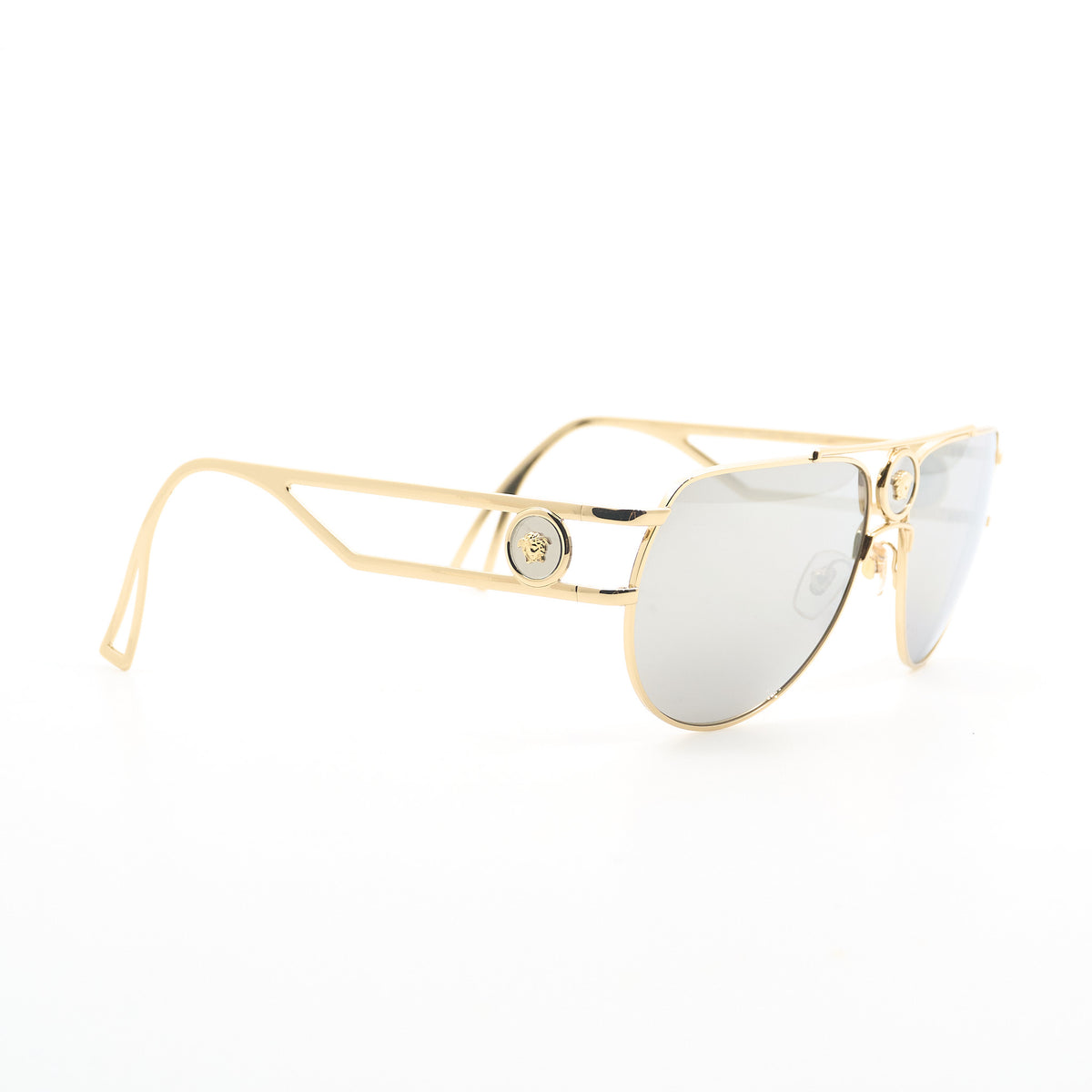 Versace Gold Silver Mirror Pilot Sunglasses