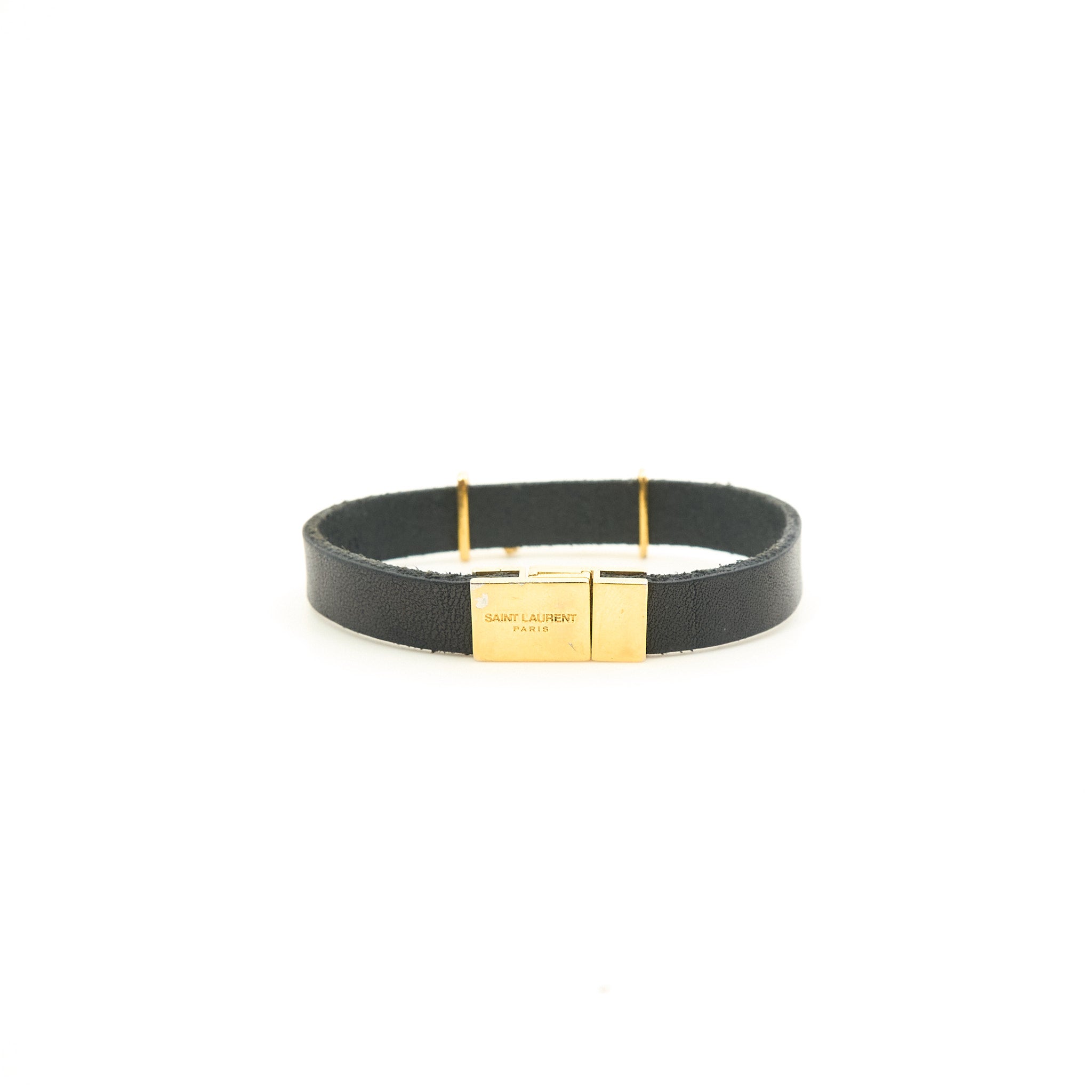 Saint Laurent YSL Black Leather Bracelet
