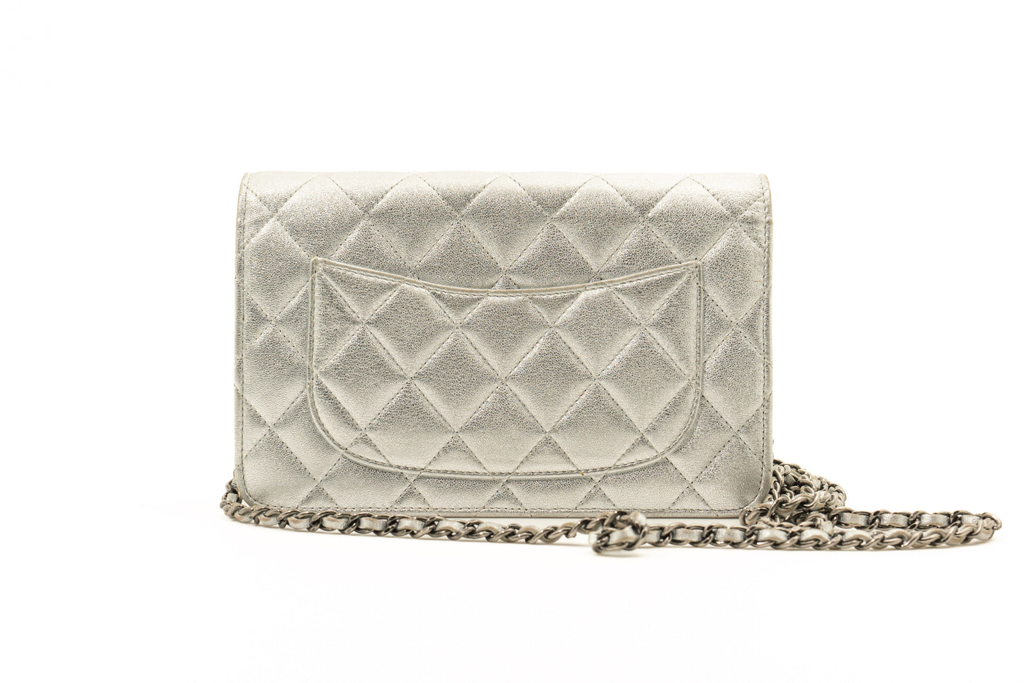 Chanel Lambskin Quilted Wallet On Chain in Silver SHW